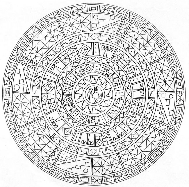 ausmalbild Mandala von Mexiko
