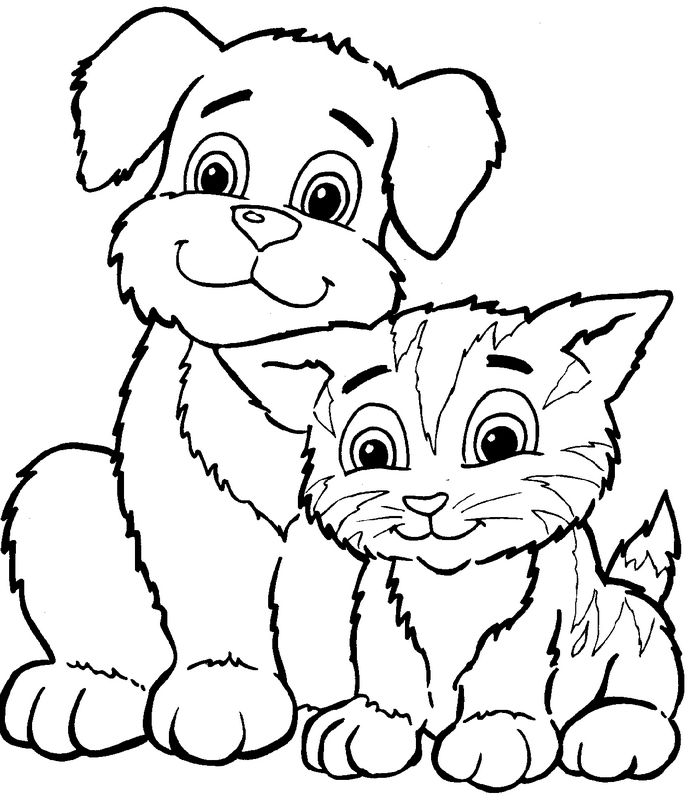 ausmalbilder katze bild mit seinem freund den hund
