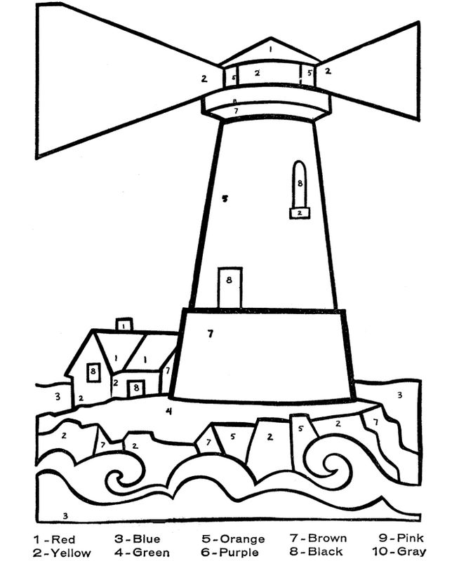 ausmalbild Der Leuchtturm der Boote