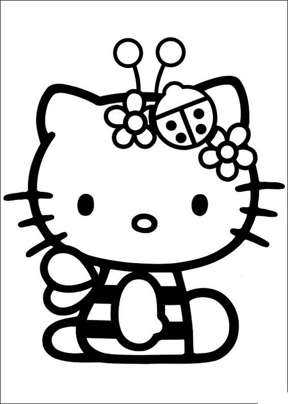 ausmalbild Hello Kitty ist eine Biene