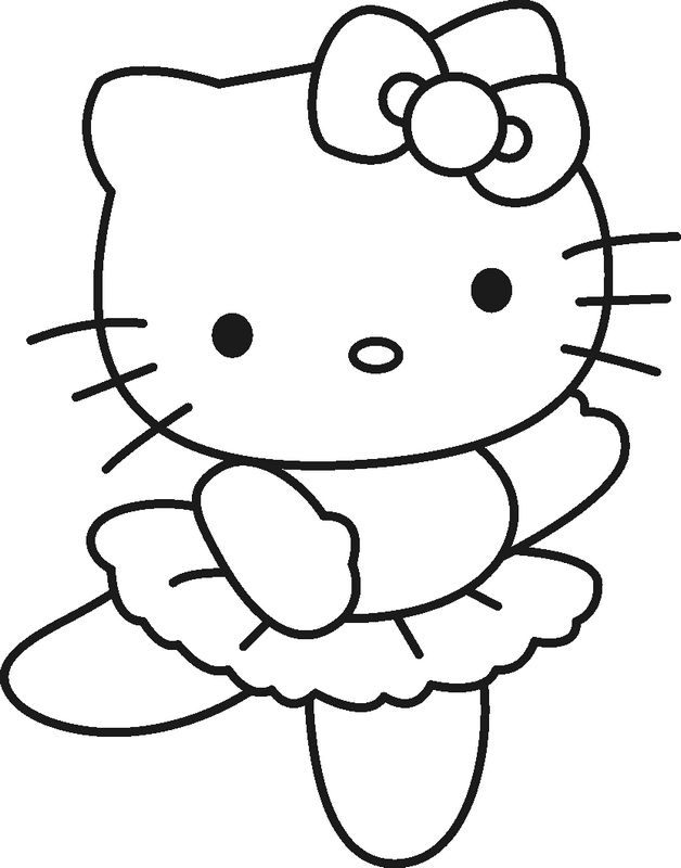 ausmalbild Kleine ballerina Hello Kitty