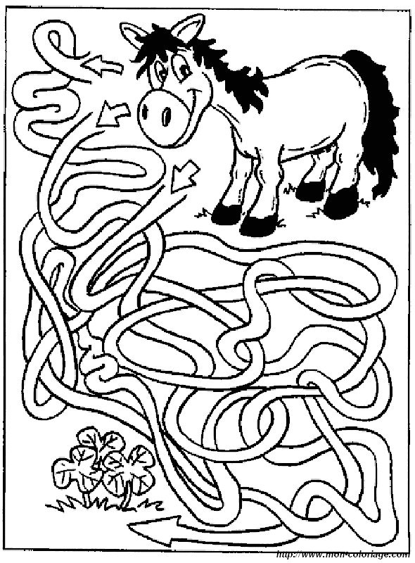 ausmalbild Pferd in einem Labyrinth