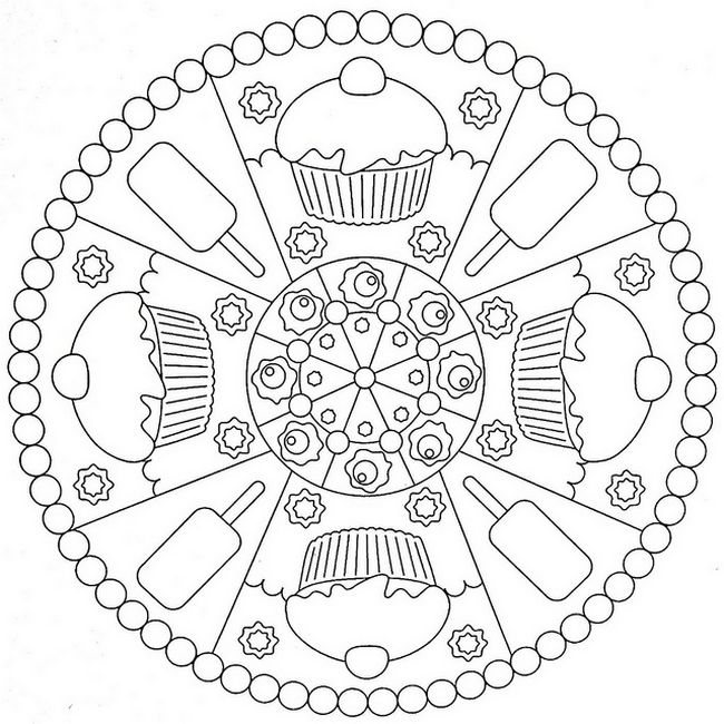 ausmalbild Ein Gourmet Mandala