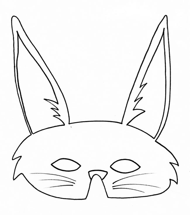 ausmalbild Kaninchen Maske mit grossen Ohren