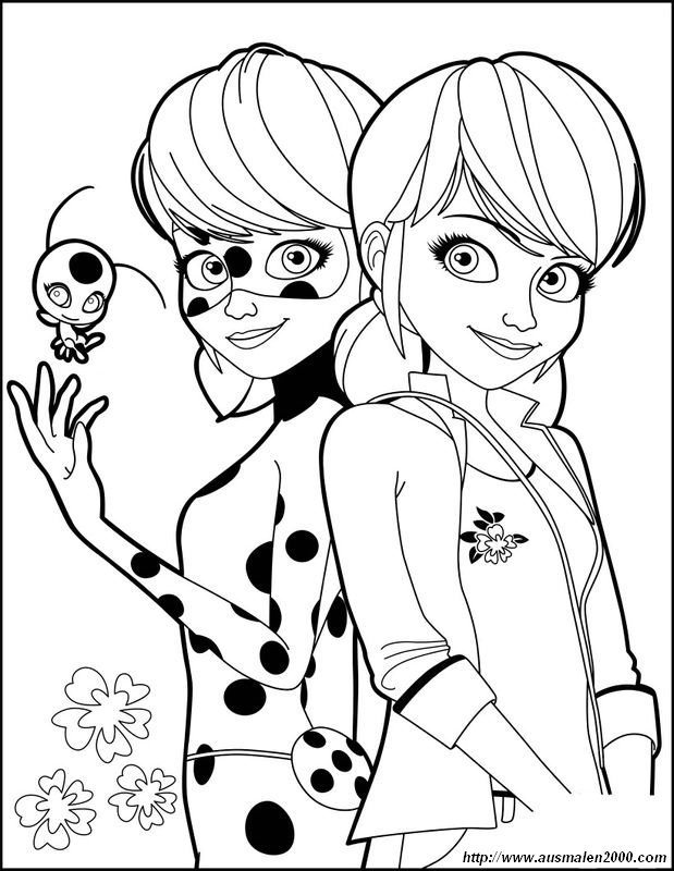 ausmalbild Marinette und Ladybug