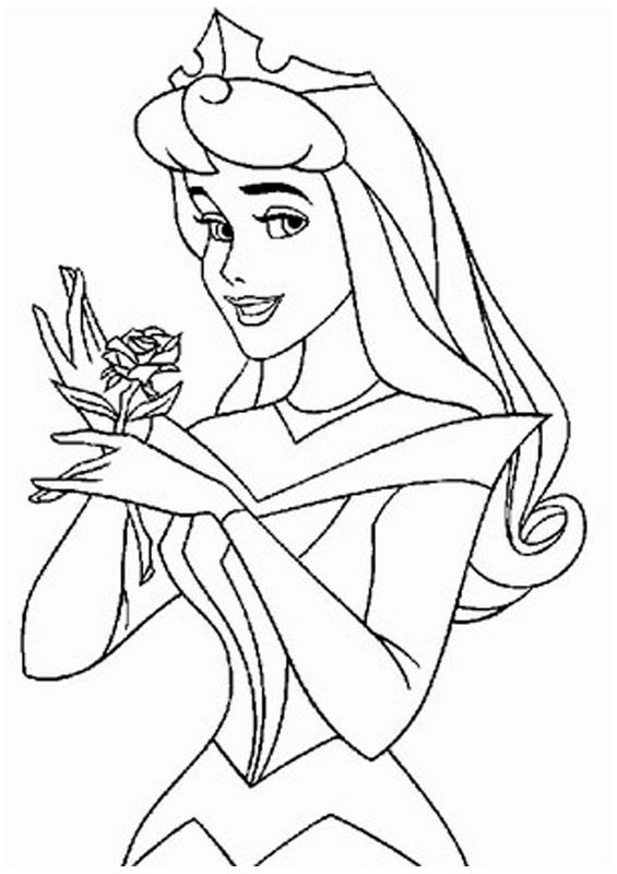 ausmalbild Disney Prinzessin mit einer Blume