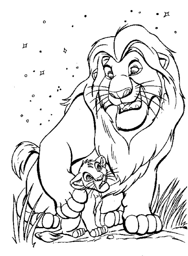 ausmalbild Mufasa und sein Sohn