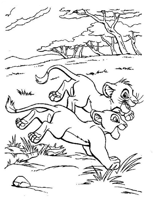 ausmalbild Simba und Nala zusammen
