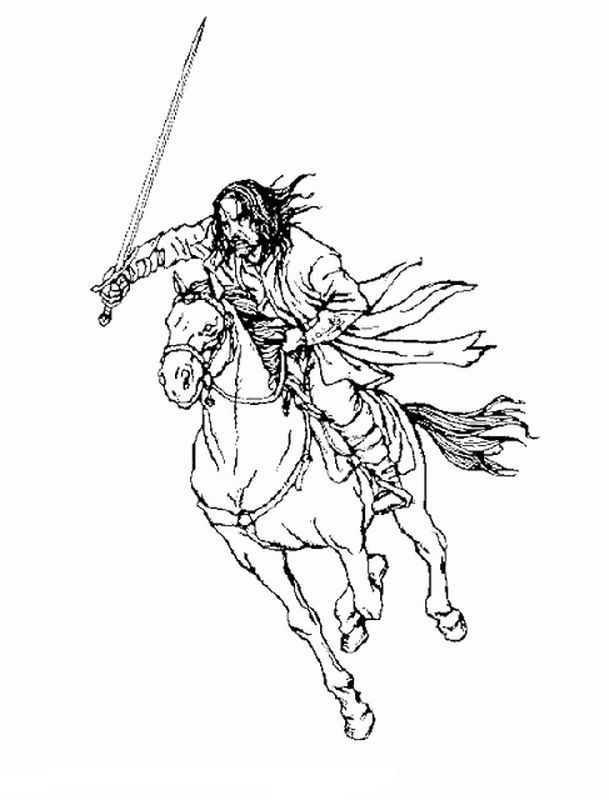 ausmalbild Aragorn mit einem Schwert