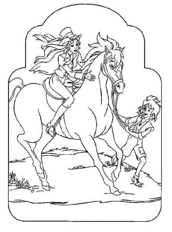 ausmalbild Sissi auf seinem Pferd mit einem Freund