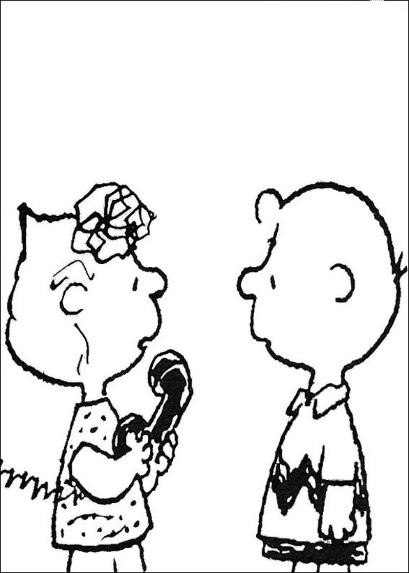 ausmalbild Charlie Brown mit seiner Schwester