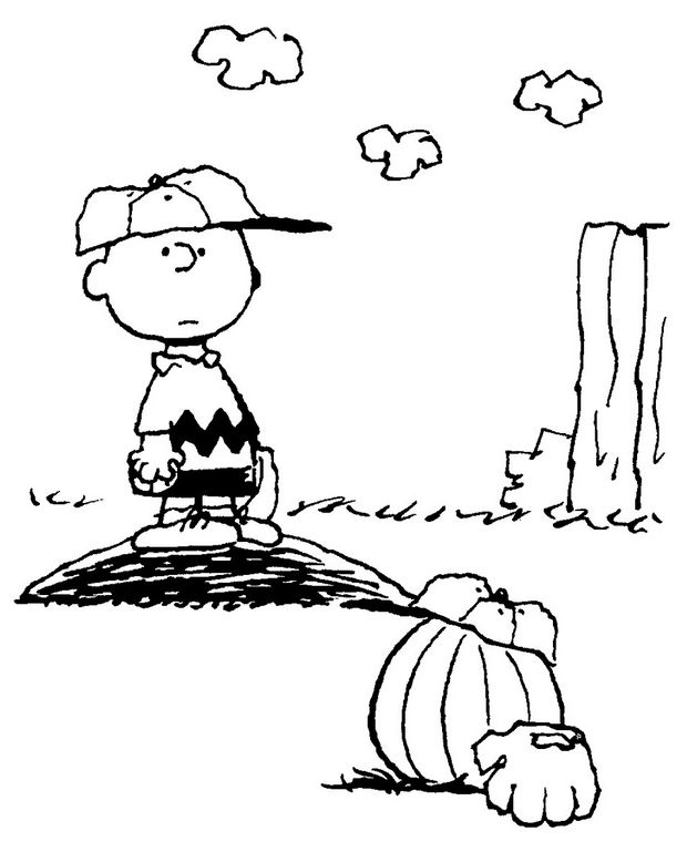 ausmalbild Charlie Brown spielt baseball
