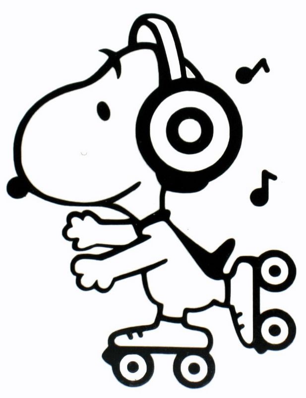 ausmalbild Snoopy mit Inline skates