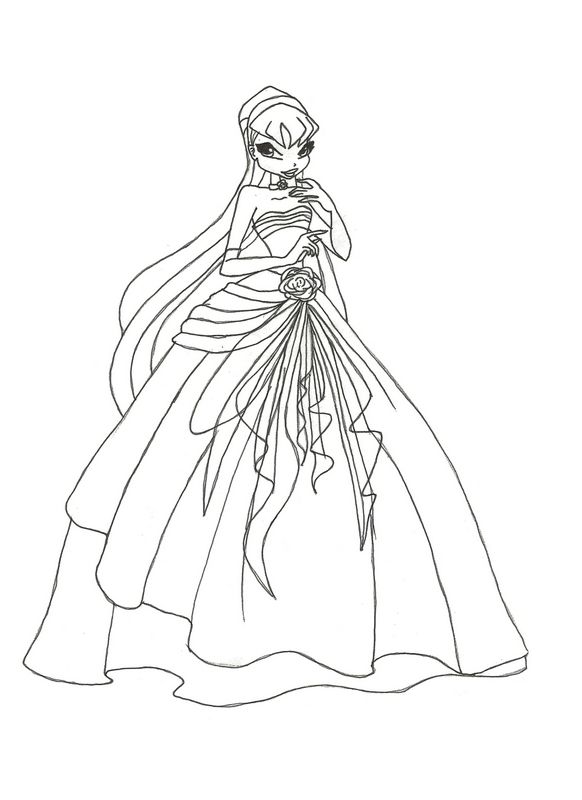 ausmalbild Das Hochzeitskleid von Winx