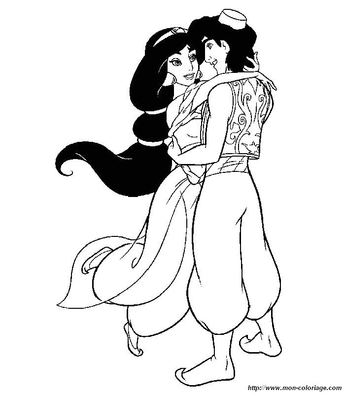 ausmalbild jasmin und aladdin