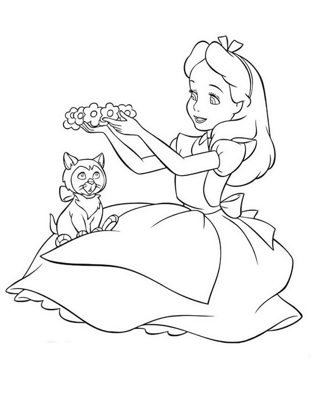 ausmalbild Die kleine Katze und Alice