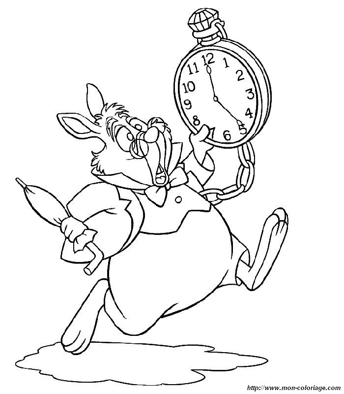 ausmalbild Kaninchen Uhr