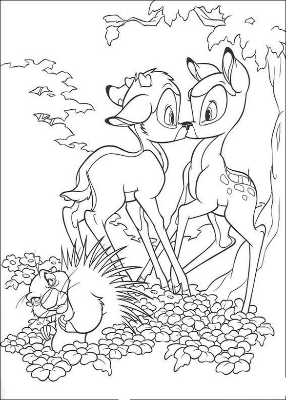 ausmalbild Bambi mit seiner Freundin