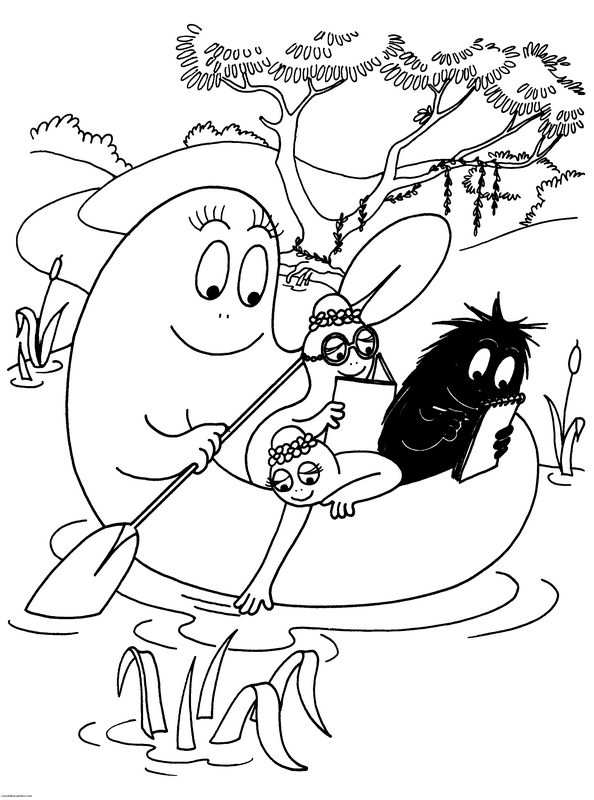 ausmalbild Barbapapa mit seinen Kindern