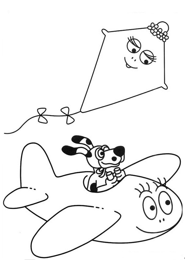 ausmalbild Ein Kite und Flugzeuge