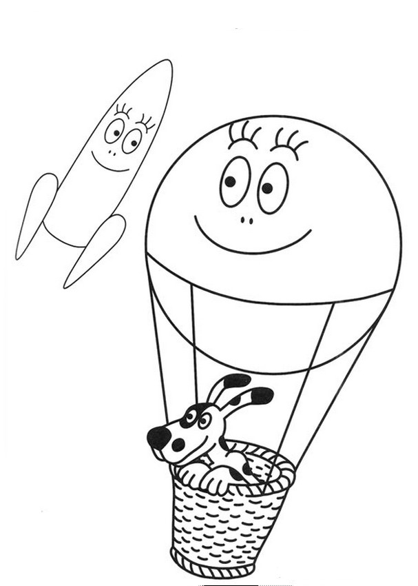 ausmalbild In einem Luftschiff Ballon