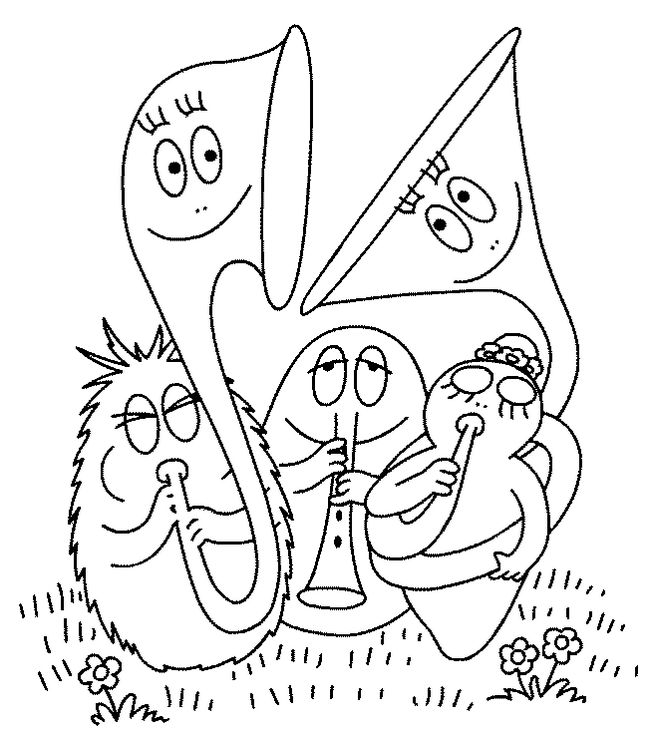 ausmalbild Musikinstrumente von Barbapapa