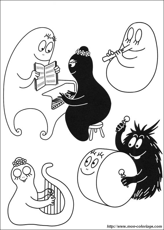 ausmalbild barbapapa musik