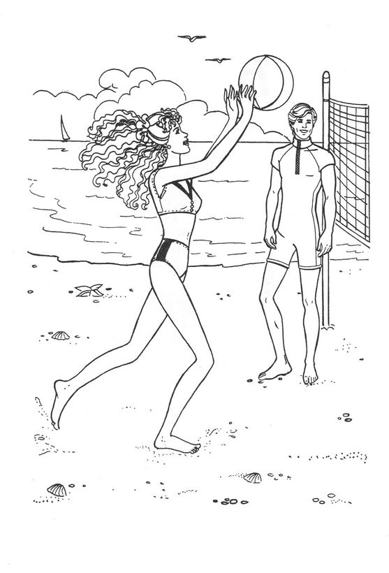 ausmalbild Sie spielte Volleyball am Strand