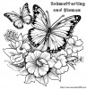 Schmetterlinge und Blumen im Garten