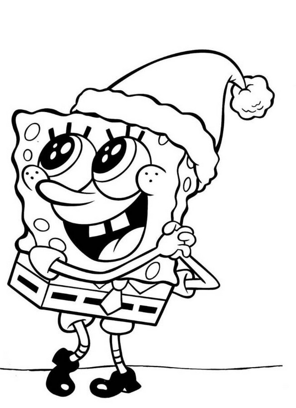 ausmalbild SpongeBob Schwammkopf liebt Weihnachten
