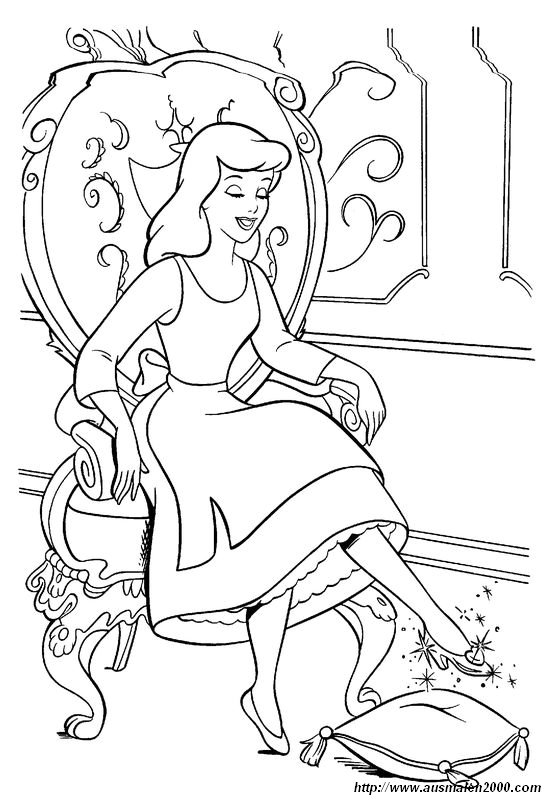 ausmalbild Cinderella Glasschuh