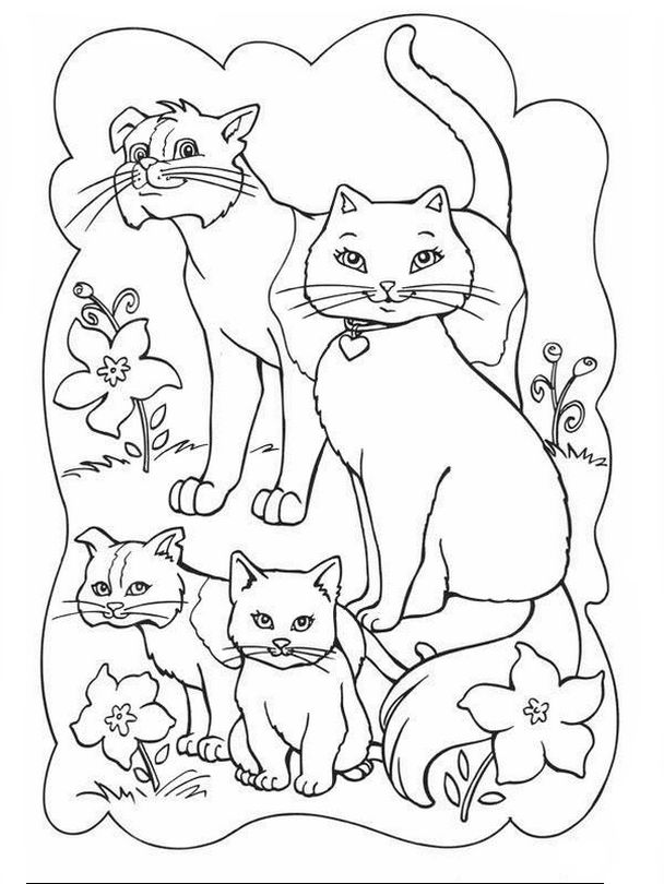 ausmalbild Die Familie der Katzen
