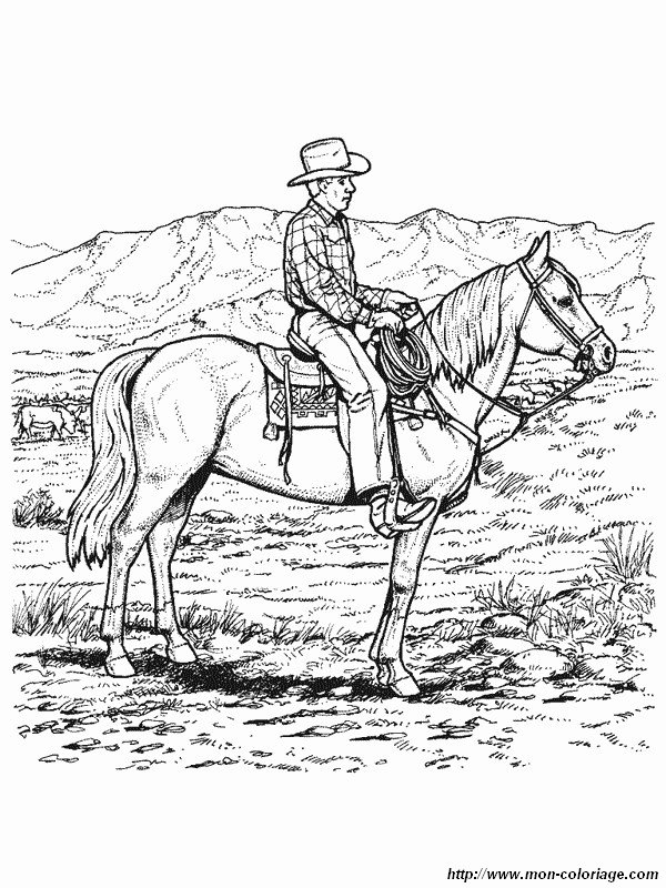 ausmalbild cow boy auf einem pferd