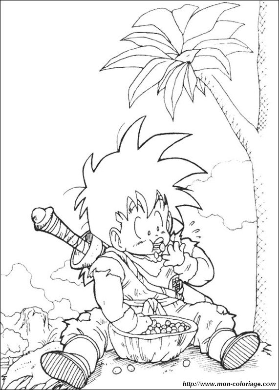 ausmalbild son gohan kind isst