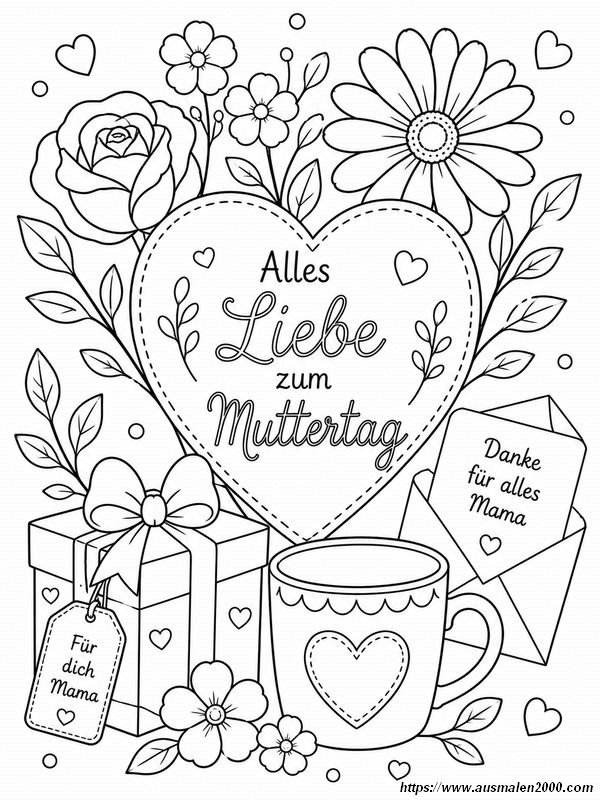 ausmalbild Ein einfaches und zartes Malbild fuer Mama