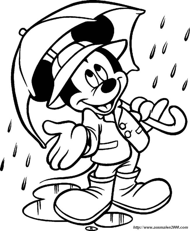 ausmalbild Micky Mouse Setze es nicht dem Regen aus