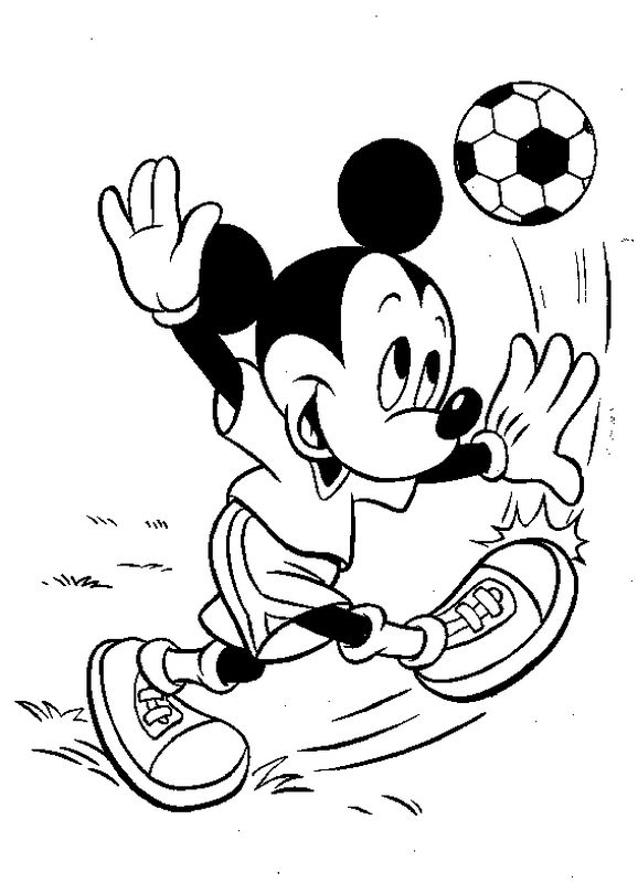 ausmalbild Mickey liebt Fussball