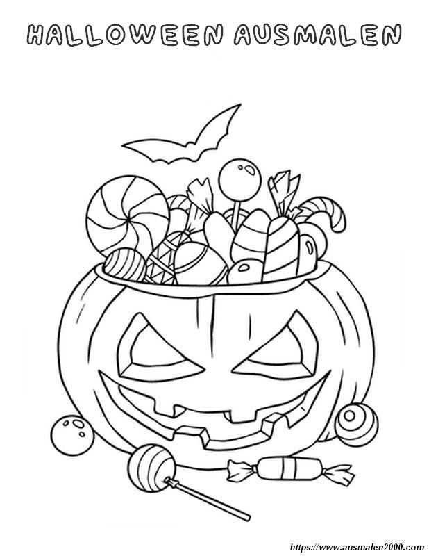 ausmalbild Die Kinder sammelten eine Menge Sussigkeiten an Halloween