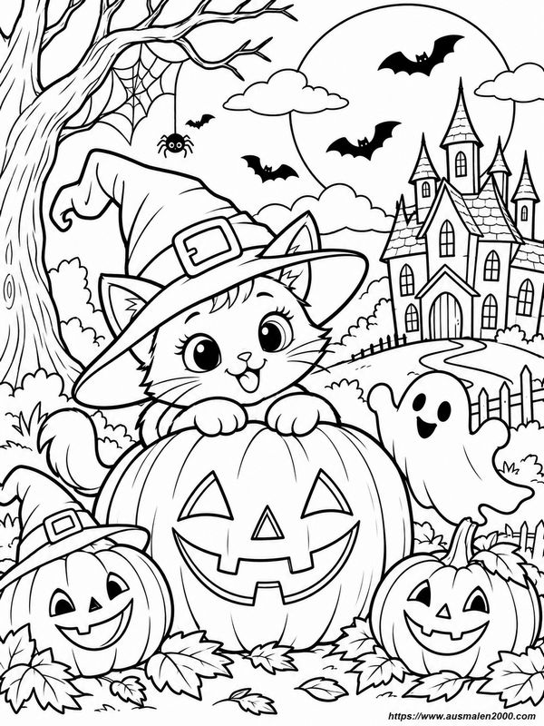 ausmalbild Halloween Party zum Ausmalen