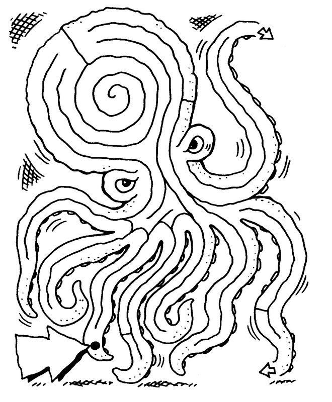 ausmalbild Das Labyrinth Octopus