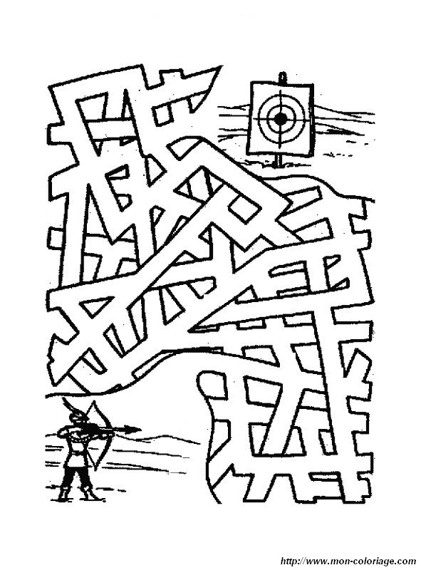 ausmalbild Pfeil in einem Labyrinth