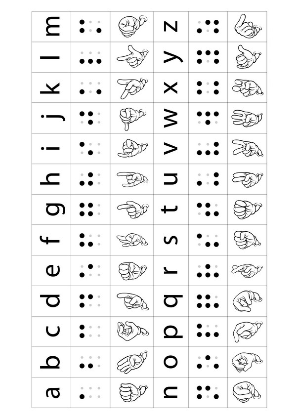 ausmalbild Braille alphabet