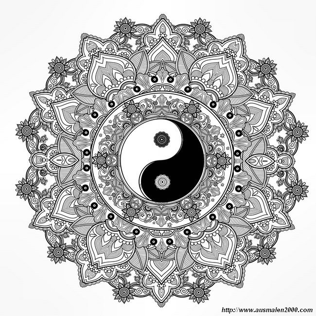 Ausmalbilder Mandalas, bild Yin und Yang