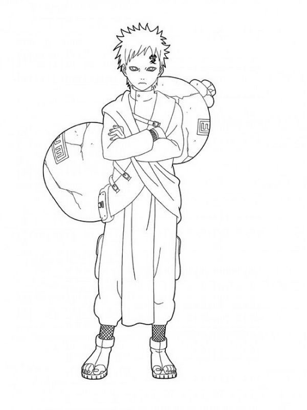 ausmalbild Gaara mit einer grossen Tasche