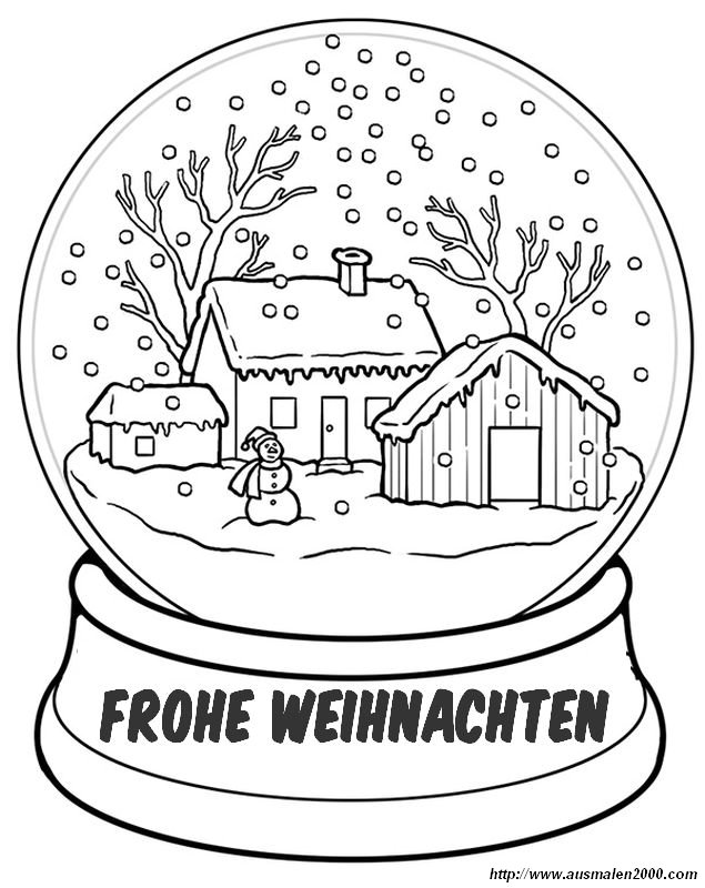 ausmalbild Da steht Frohe Weihnachten