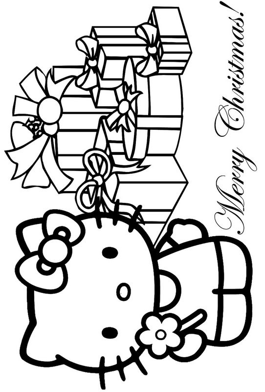 ausmalbild Hello Kitty Frohe Weihnachten