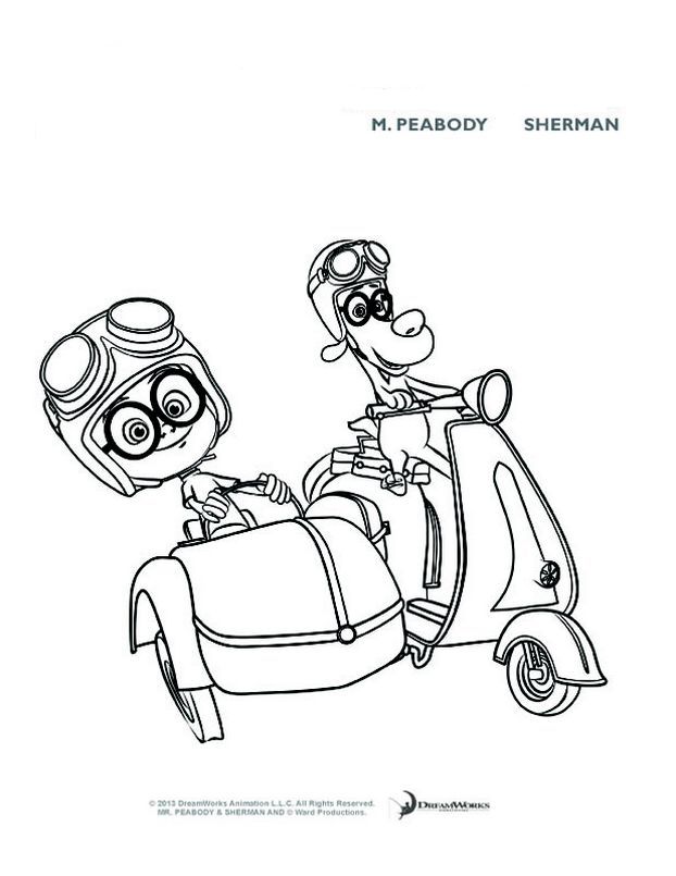 ausmalbild Mr Peabody und Sherman sein Adoptivsohn