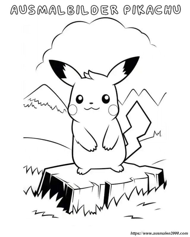 ausmalbild Mit Ash und Pikachu
