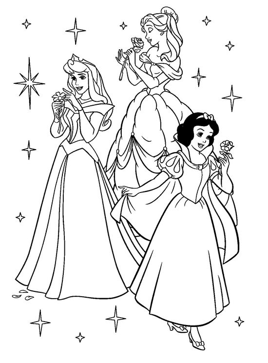 ausmalbild Cinderella Schneewittchen und Dornroschen