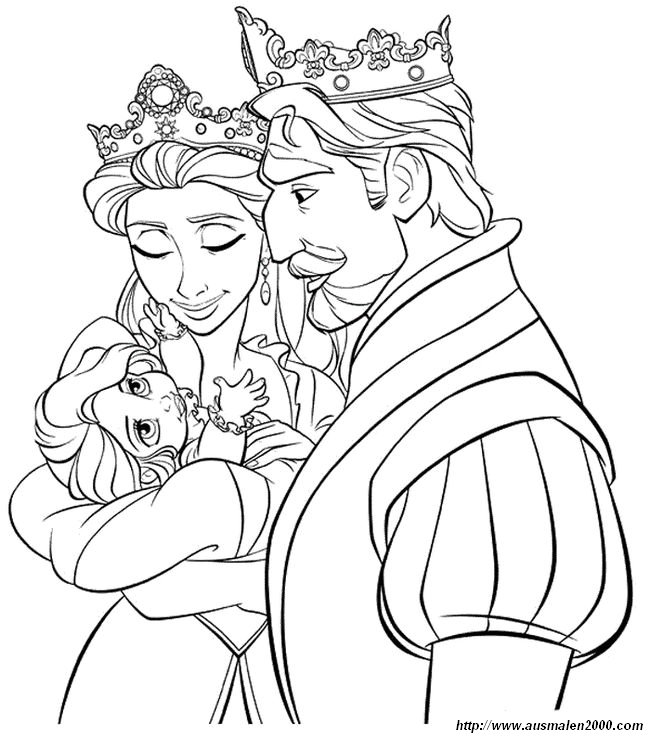 ausmalbild Die Prinzessin und ihre Eltern